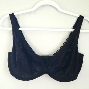 Pour Moi Rebel Plunge Black Underwired Bra UK Size 34G , US 34I
